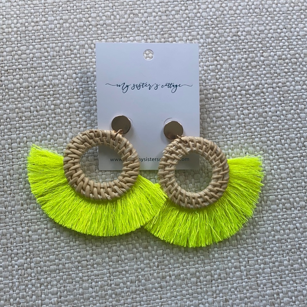 Neon Yellow Weave Earrings